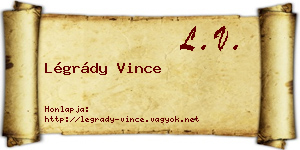 Légrády Vince névjegykártya